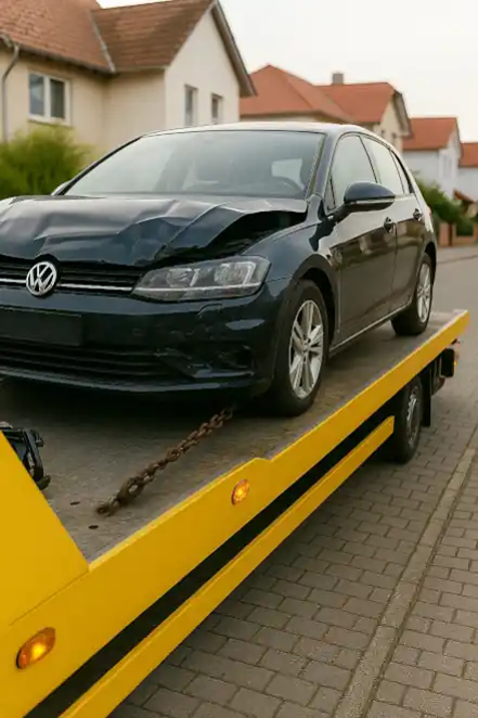 Defektes Auto wird zur Reparatur nach erfolgreichem Autoankauf in Viersen abgeschleppt.